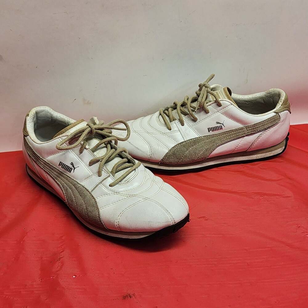 Puma Turin Womens Size 11 Leather White Tan  Pre-owned READ DESCRIPTION